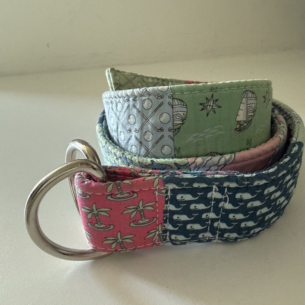 Vineyard Vines Women’s SMALL Preppy Fabric D-Ring Belt Multi Color